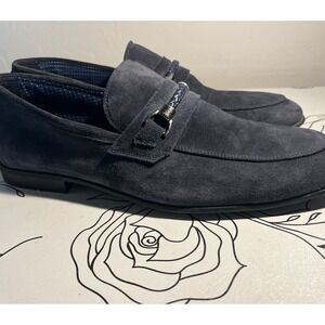 Section X Men's Saint Braid Bit Venetian Suede Dress Shoes Navy 12M